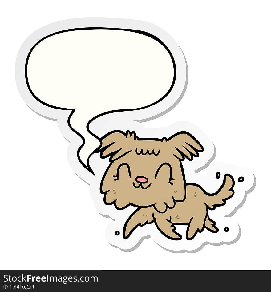 cartoon little dog and speech bubble sticker