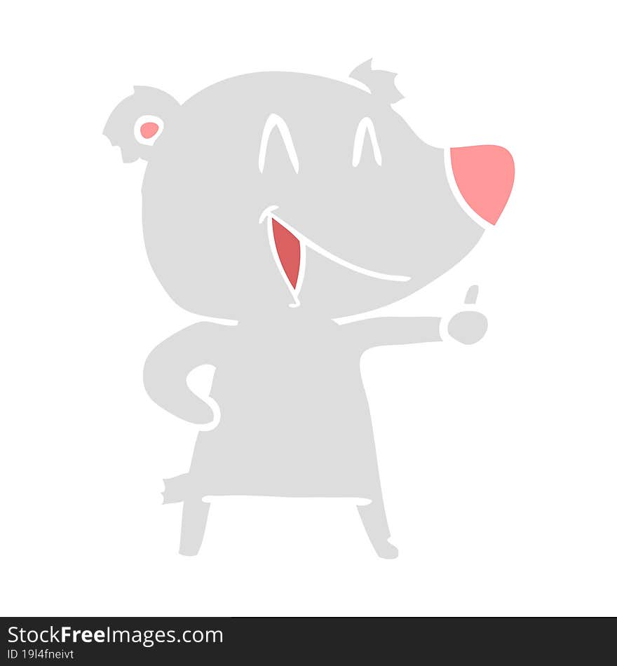 laughing bear flat color style cartoon