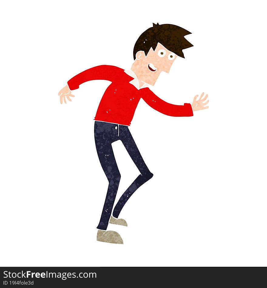 cartoon happy man dancing