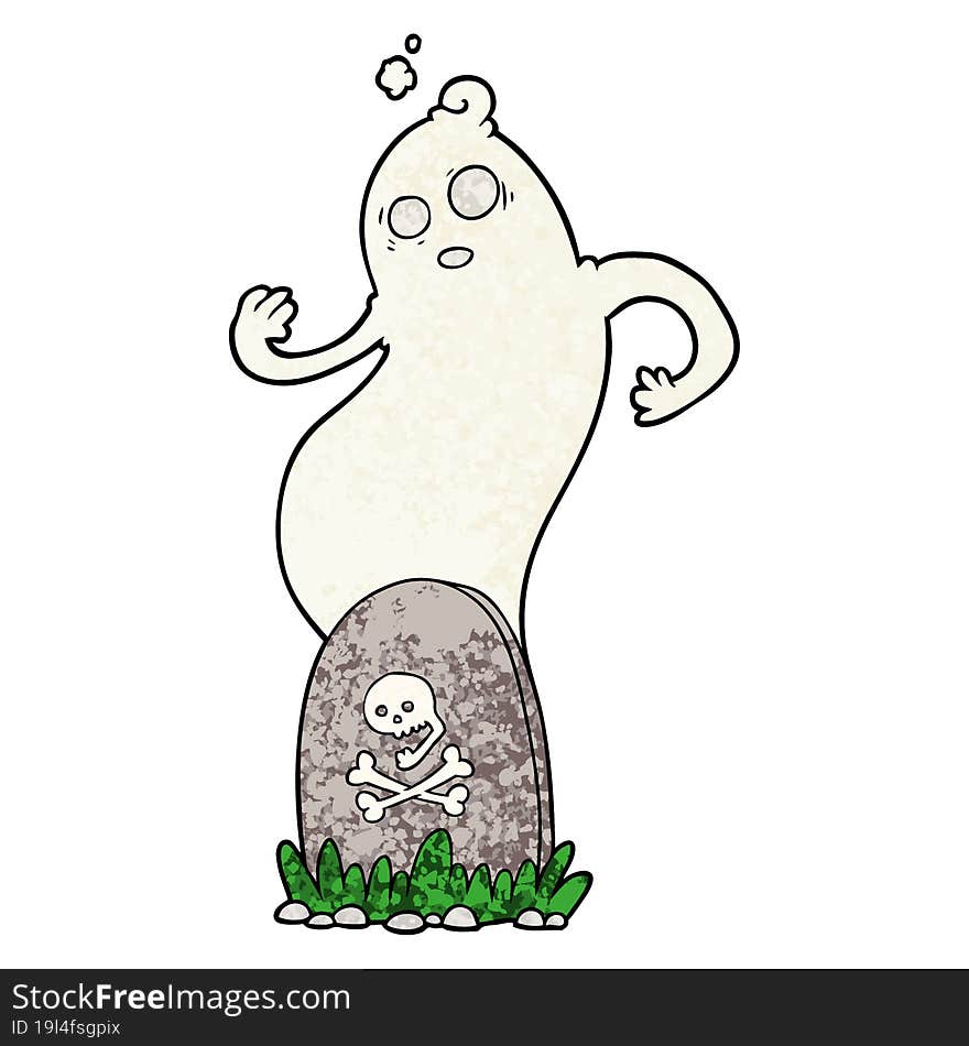 spooky cartoon grave with rising ghost. spooky cartoon grave with rising ghost