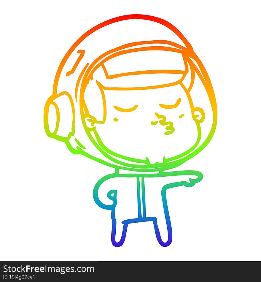 rainbow gradient line drawing cartoon confident astronaut