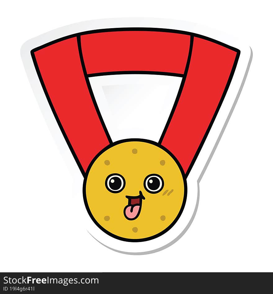 Sticker Of A Cute Cartoon Gold Medal