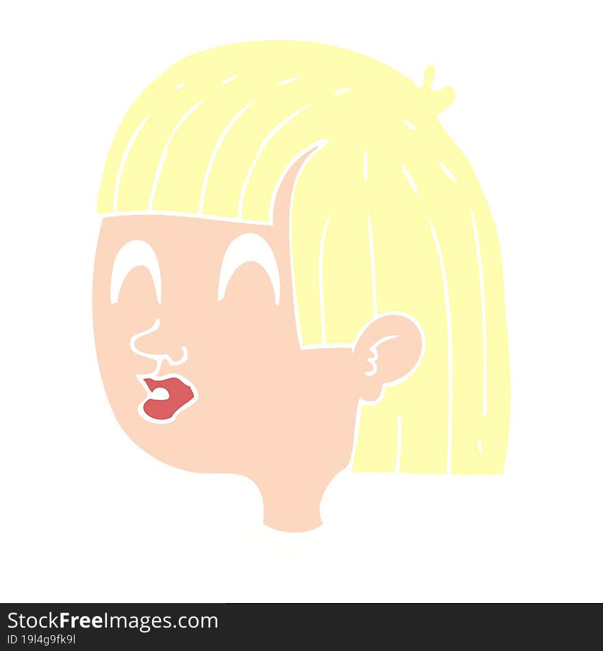 flat color illustration of female face. flat color illustration of female face