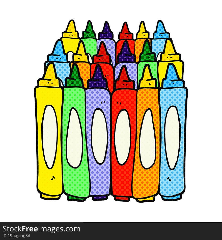 comic book style cartoon crayons