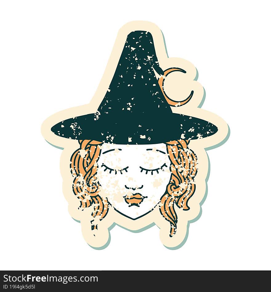 grunge sticker of a human mage character. grunge sticker of a human mage character