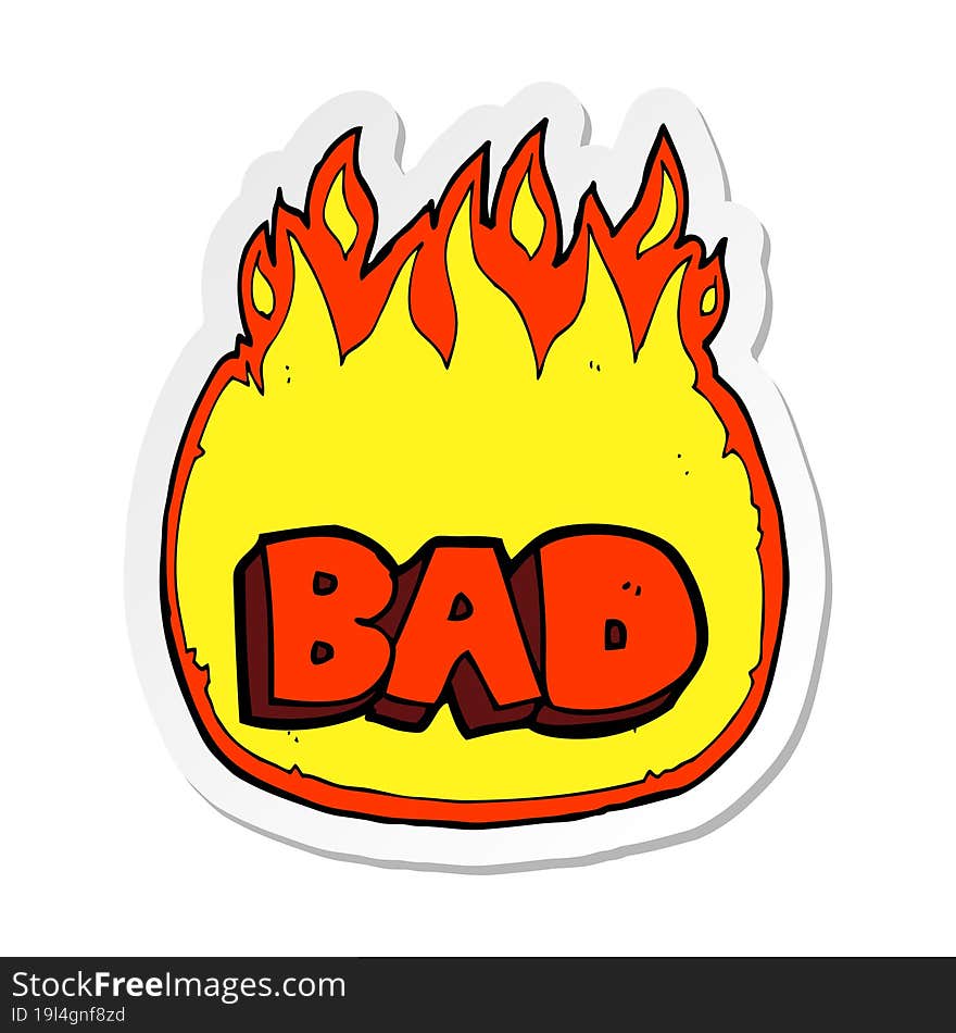 Sticker Of A Cartoon Bad Sign