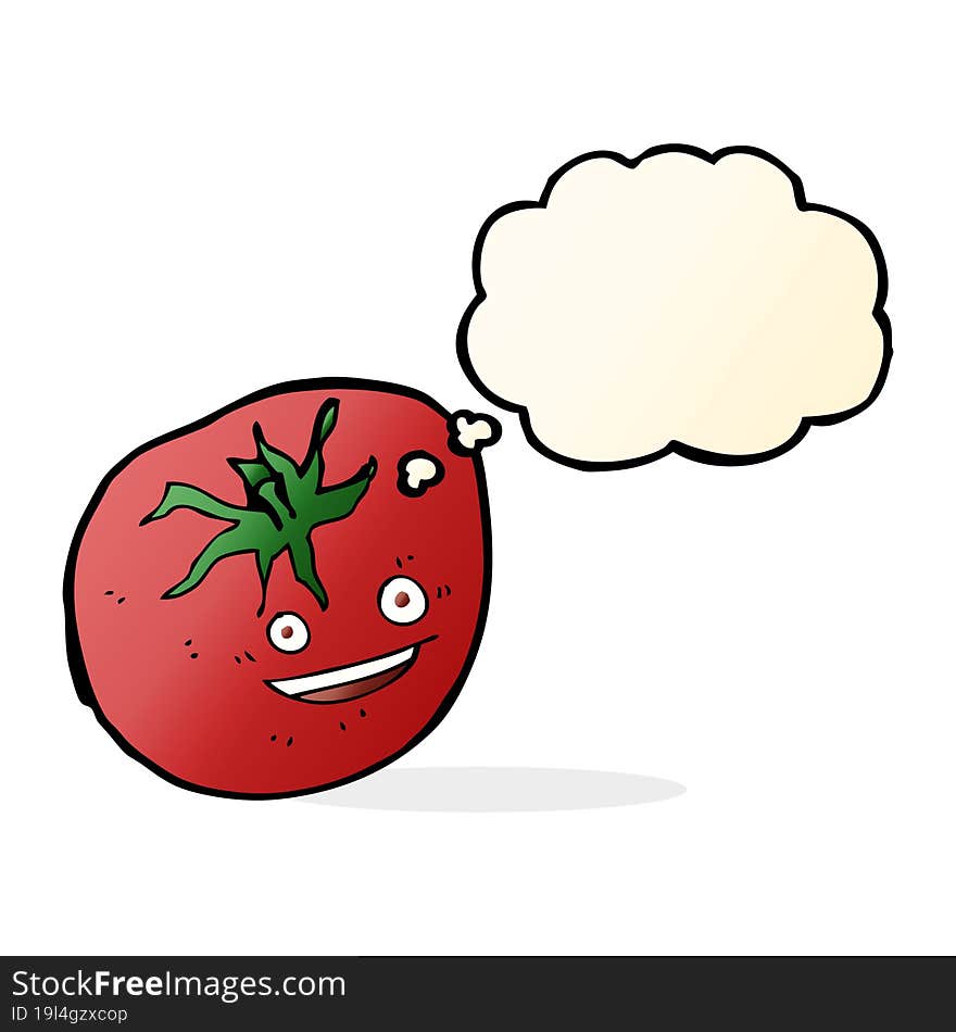 Cartoon Happy Tomato With Thought Bubble