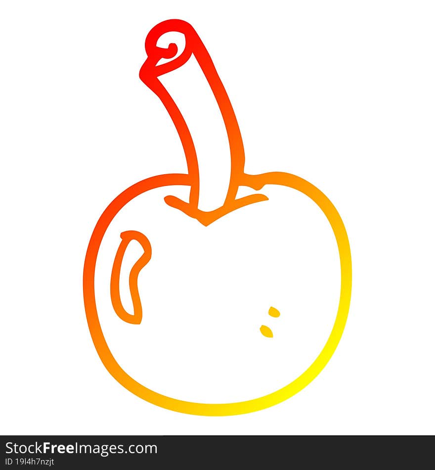 warm gradient line drawing of a cartoon cherry