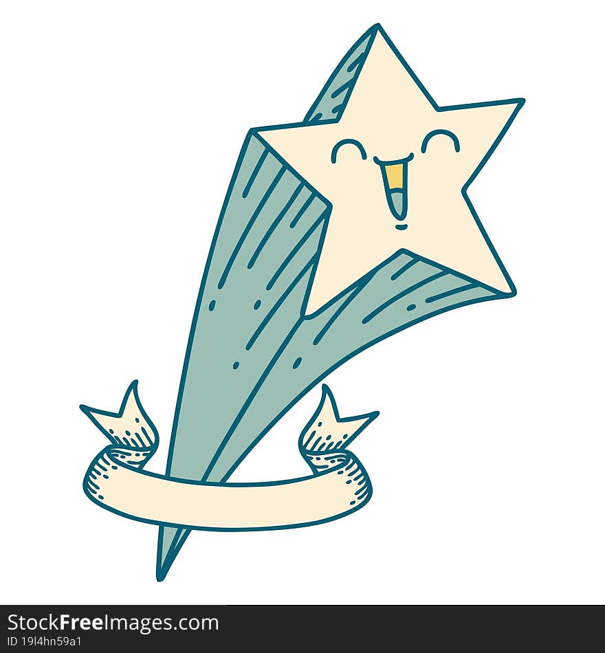 banner with tattoo style shooting star