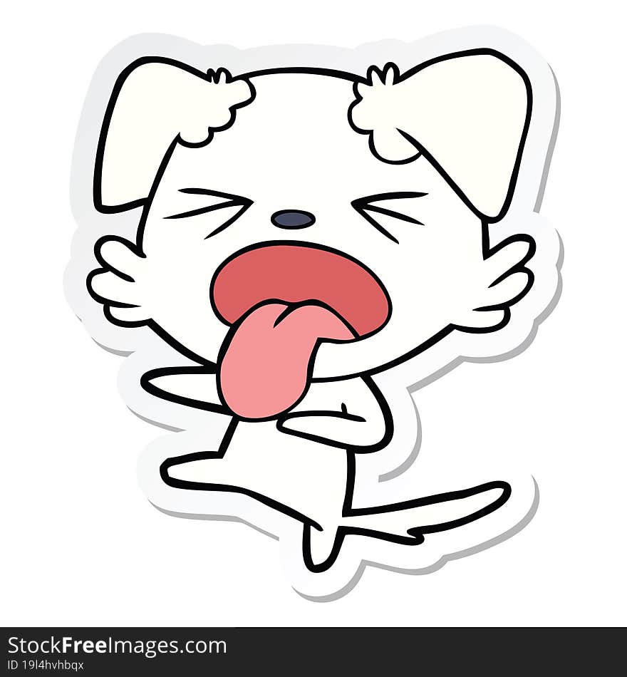 sticker of a cartoon disgusted dog