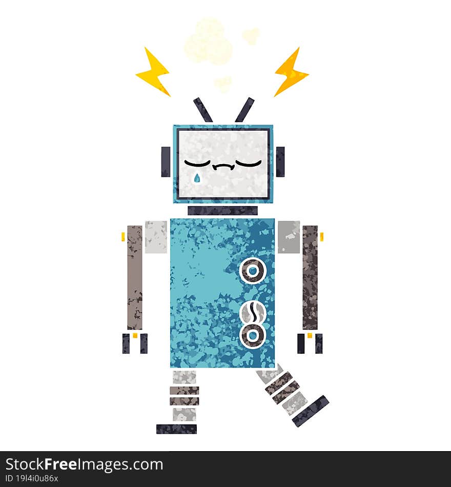 retro illustration style cartoon of a robot