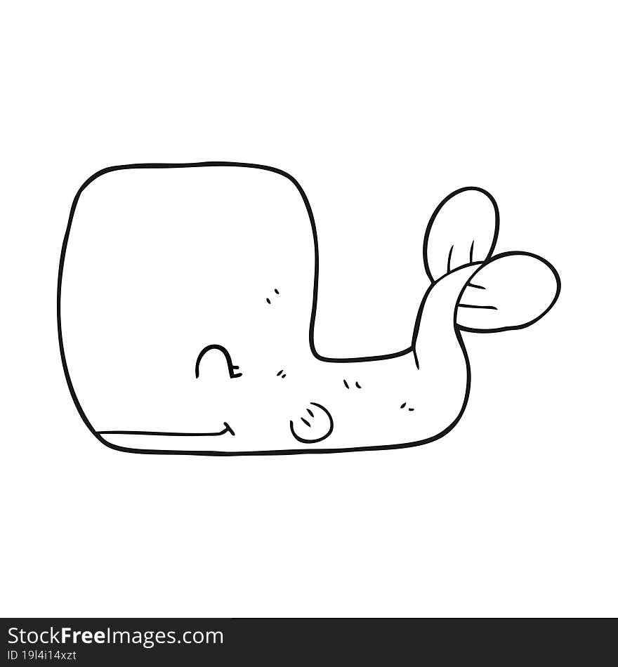 black and white cartoon happy whale