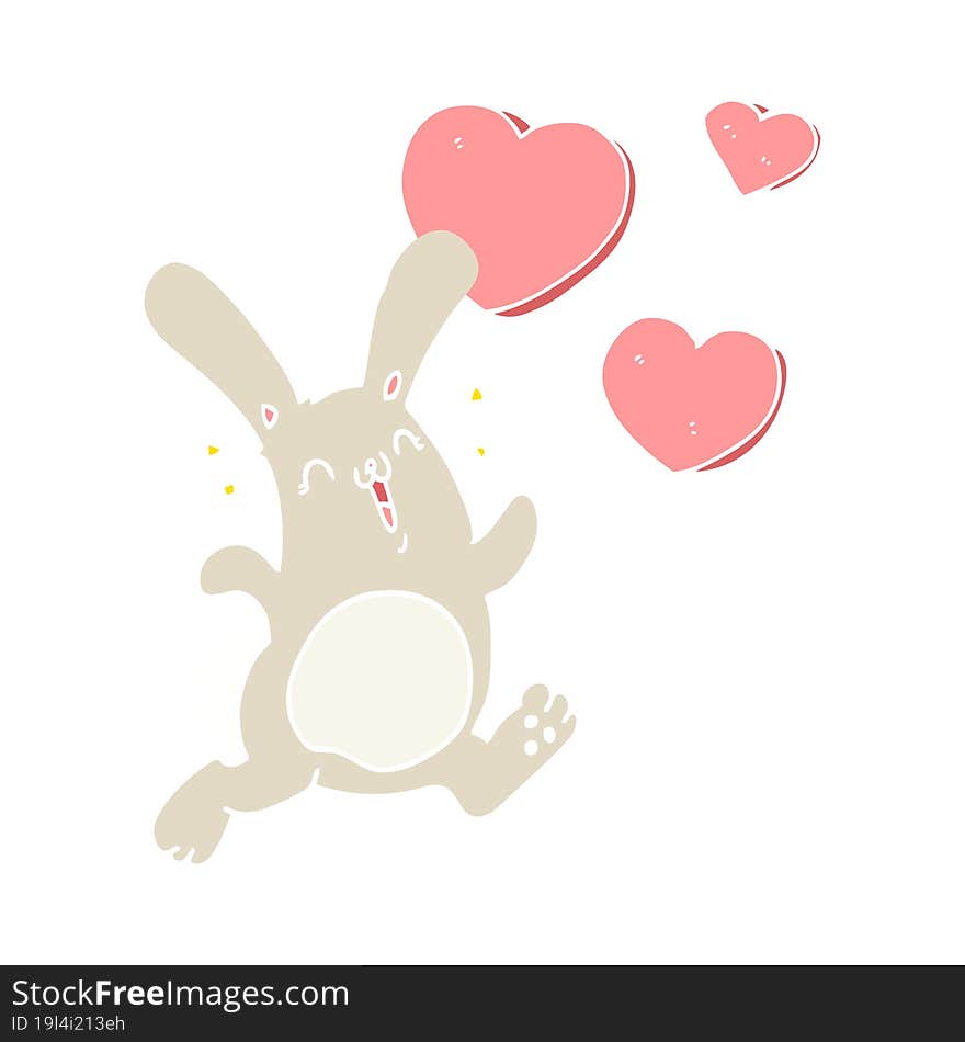 flat color style cartoon rabbit in love