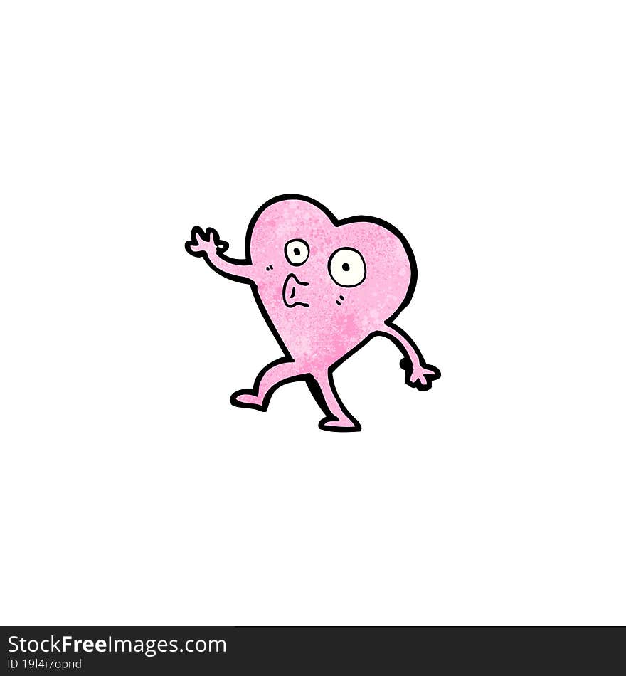 funny pink heart cartoon character