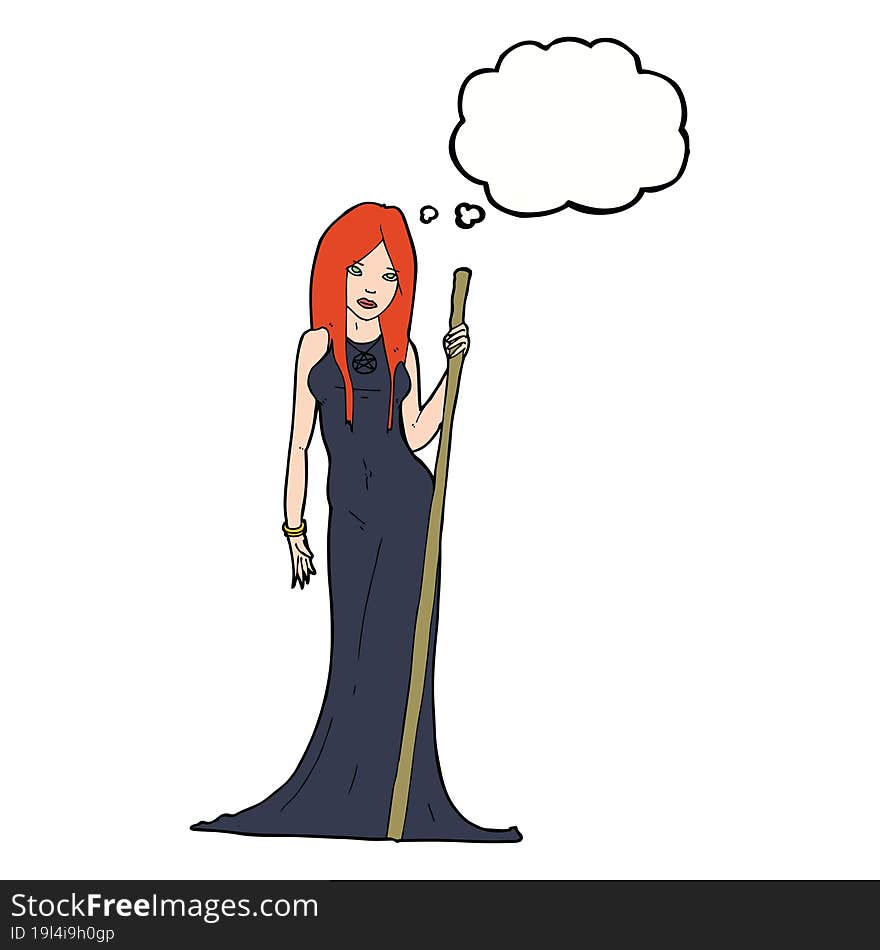 Cartoon Sorceress  With Thought Bubble