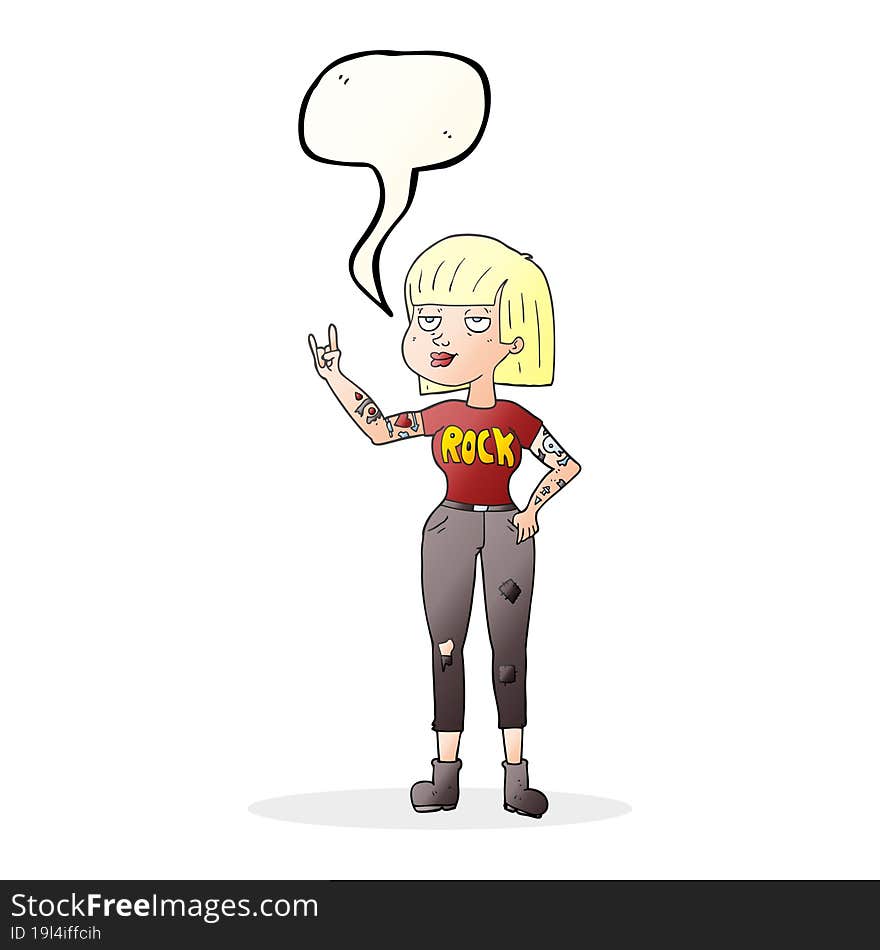 speech bubble cartoon rock girl