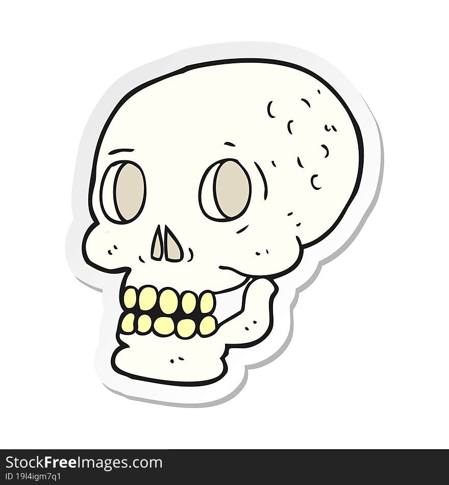 sticker of a cartoon halloween skull