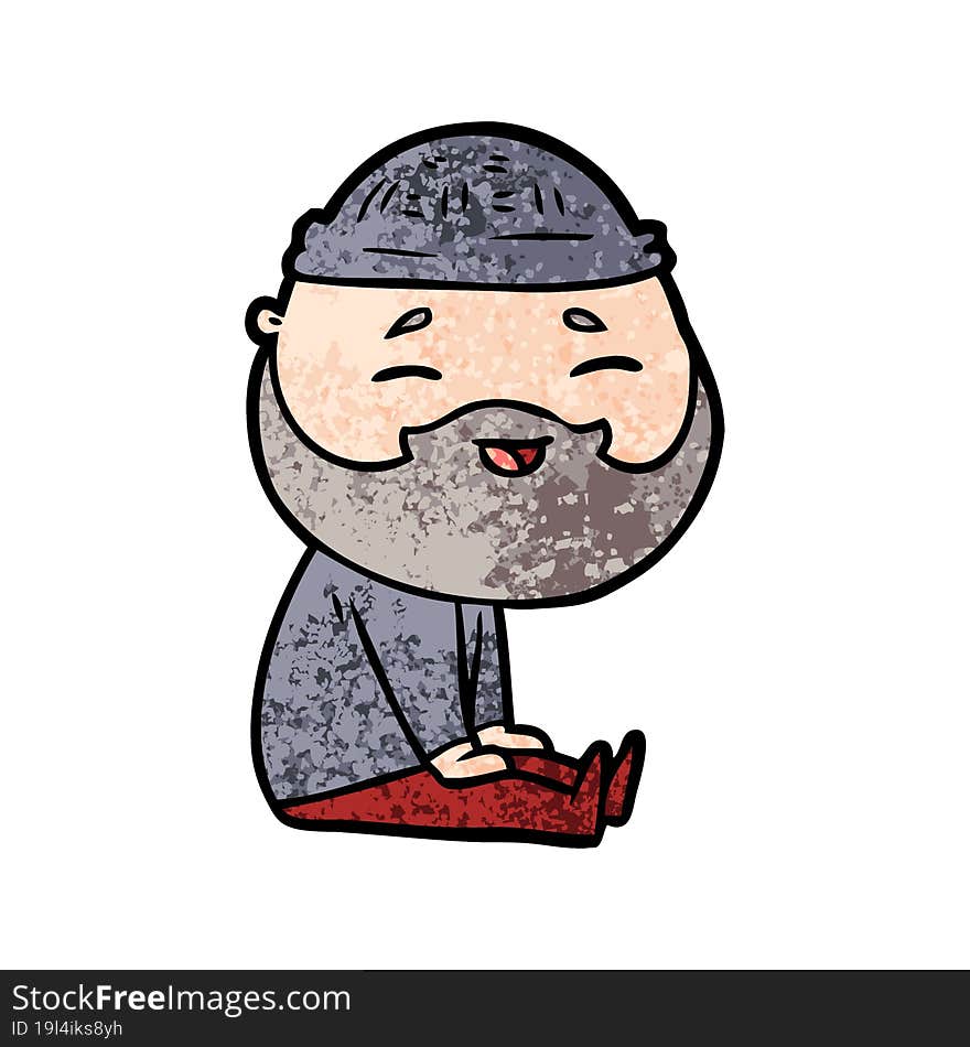 cartoon happy bearded man. cartoon happy bearded man