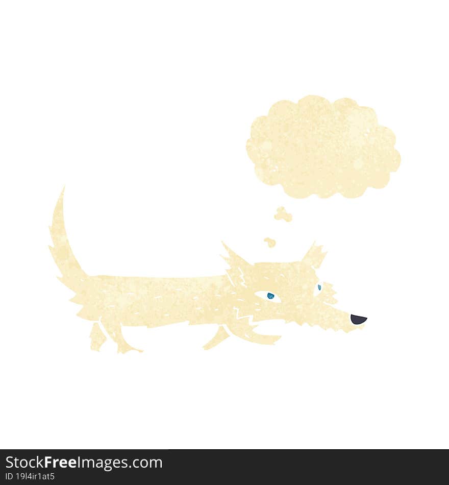 cartoon little wolf with thought bubble