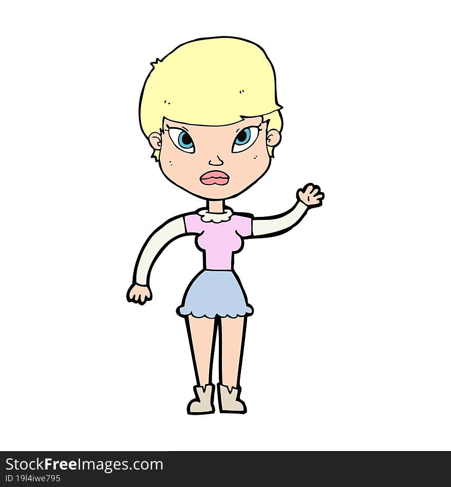 cartoon woman waving