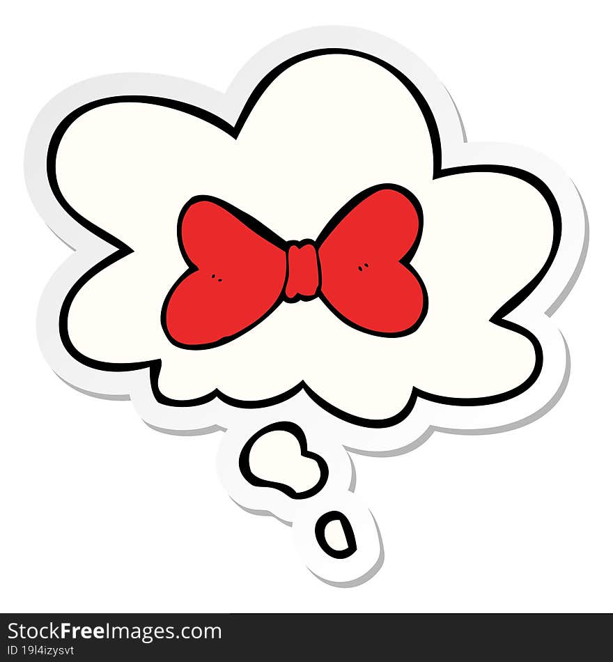 Cartoon Bow Tie And Thought Bubble As A Printed Sticker