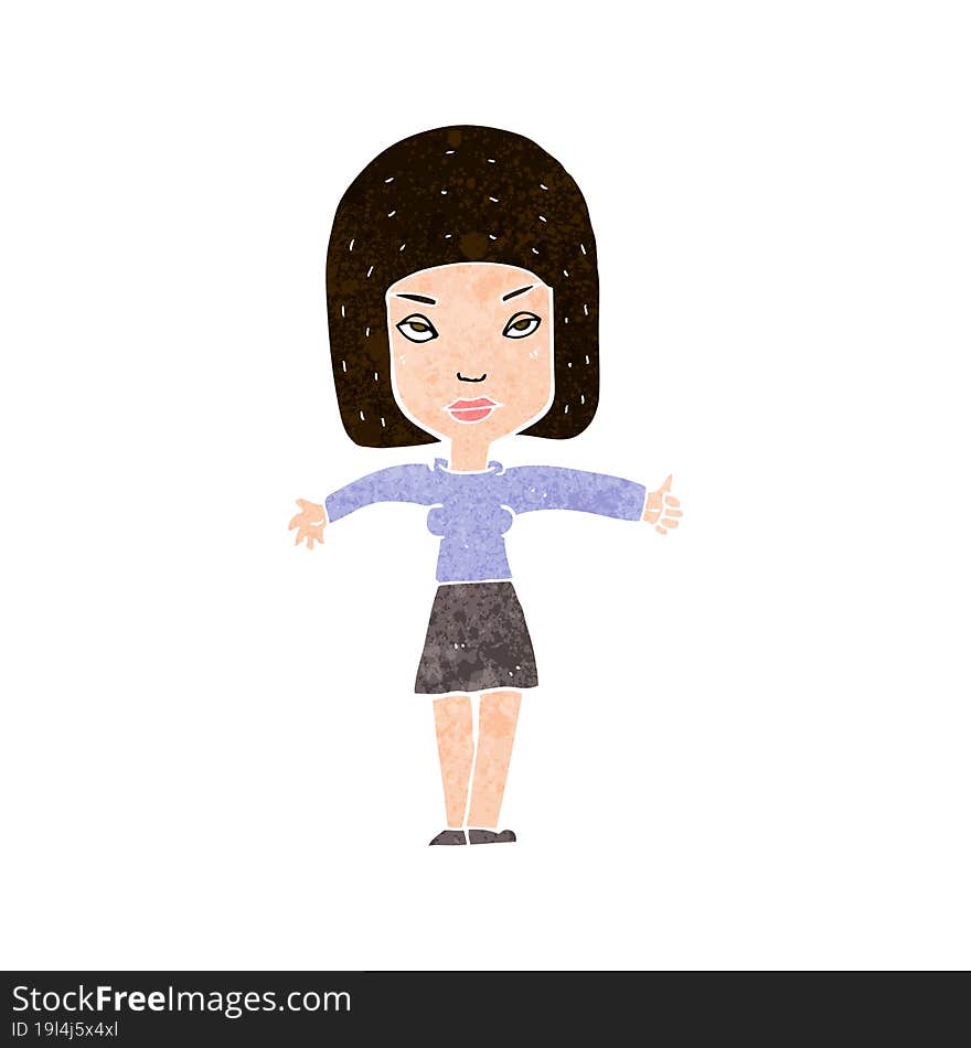 Cartoon Woman Giving Thumbs Up Symbol