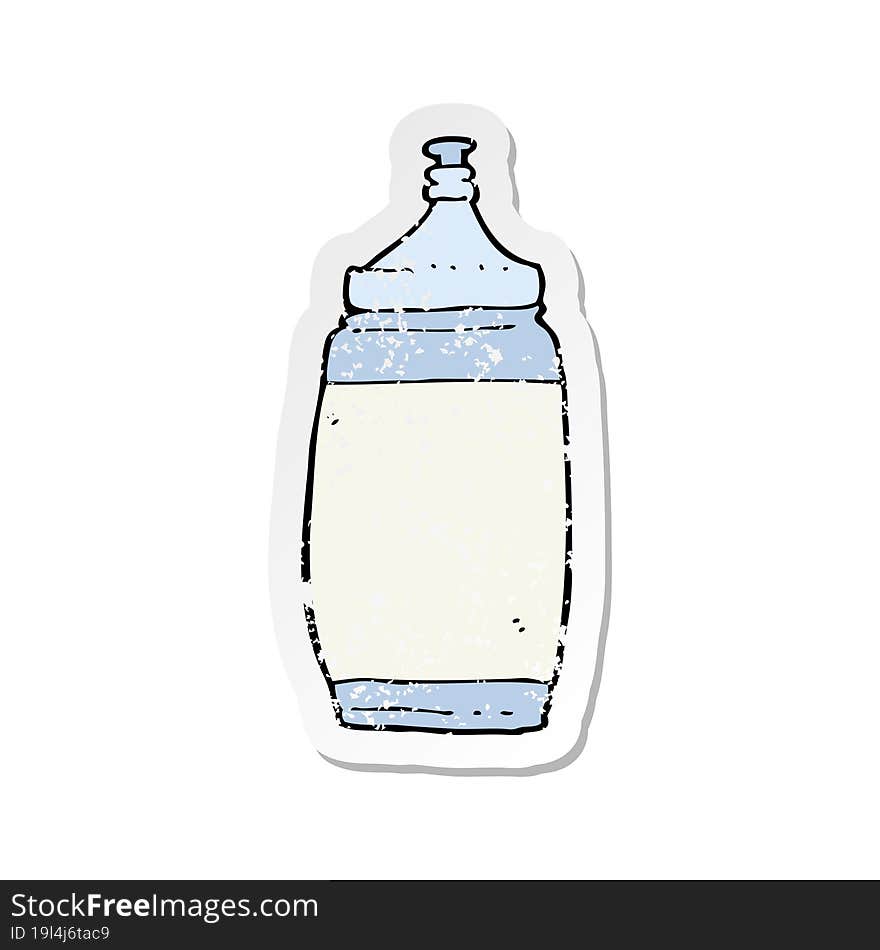 retro distressed sticker of a cartoon water bottle