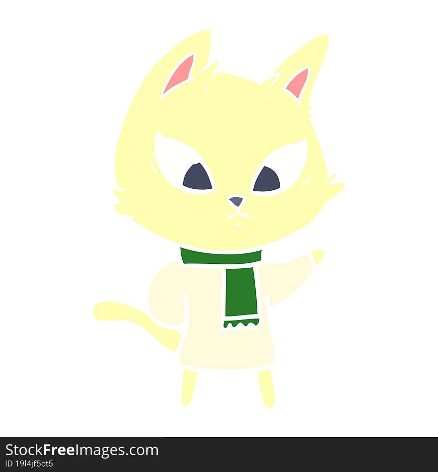 confused flat color style cartoon cat