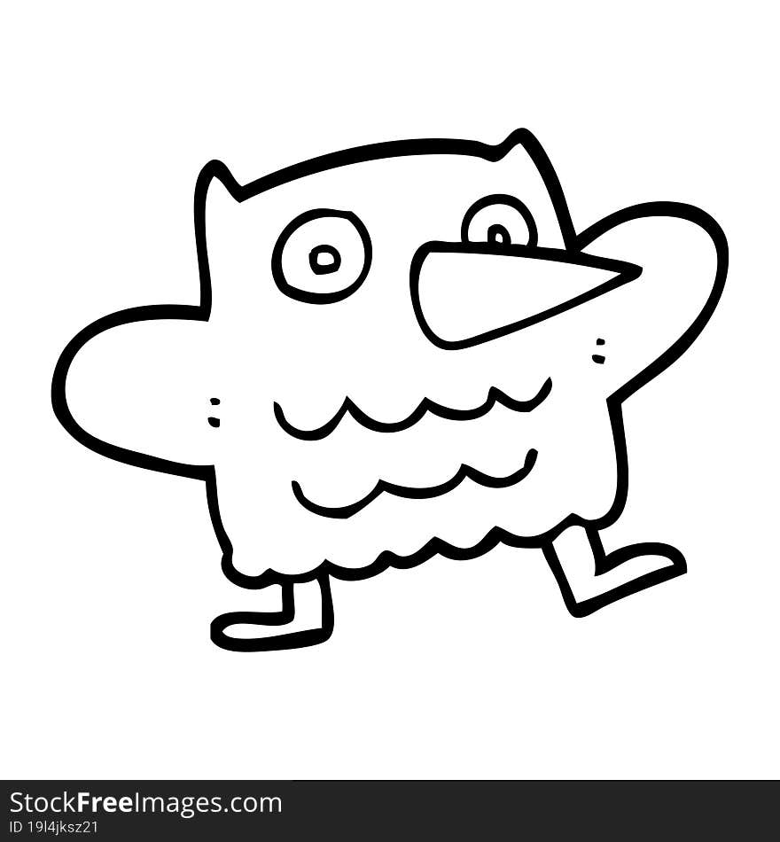 funny line drawing cartoon owl