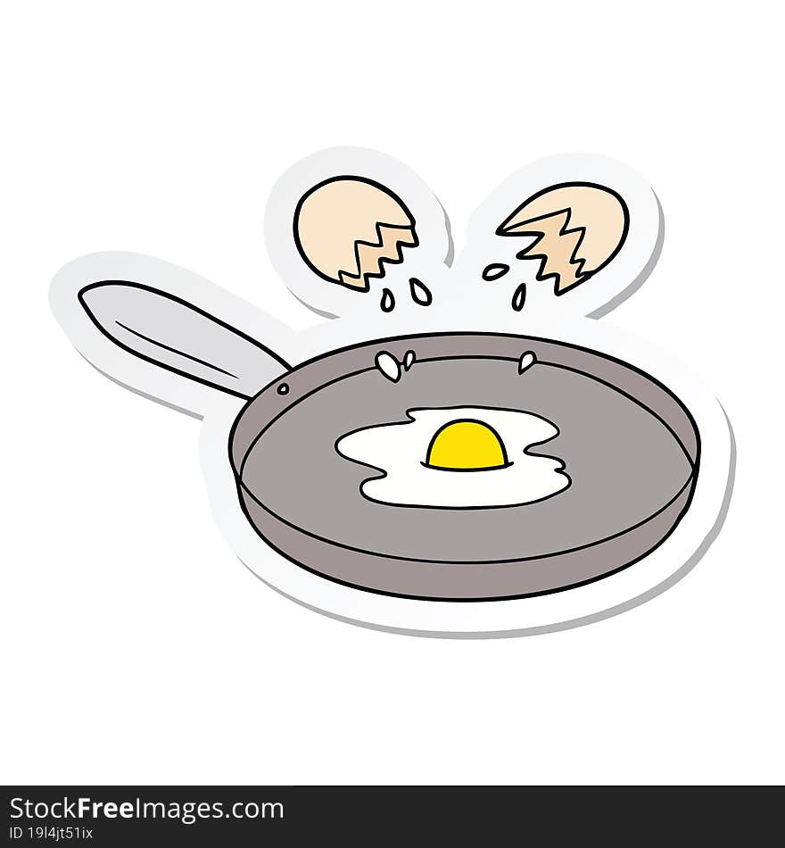 sticker of a cartoon pan frying egg