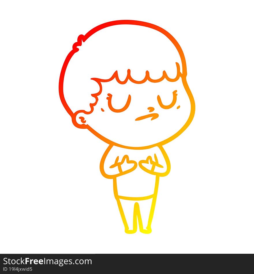 warm gradient line drawing cartoon grumpy boy