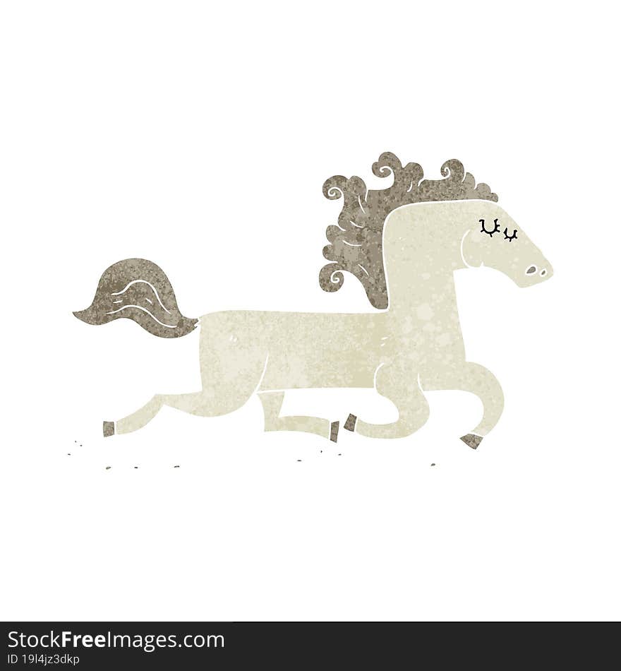 retro cartoon running horse