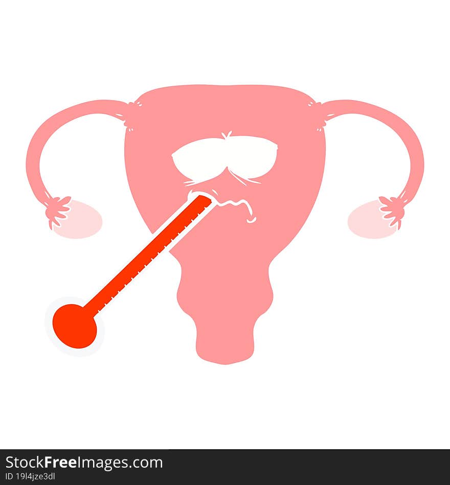 flat color style cartoon poorly uterus