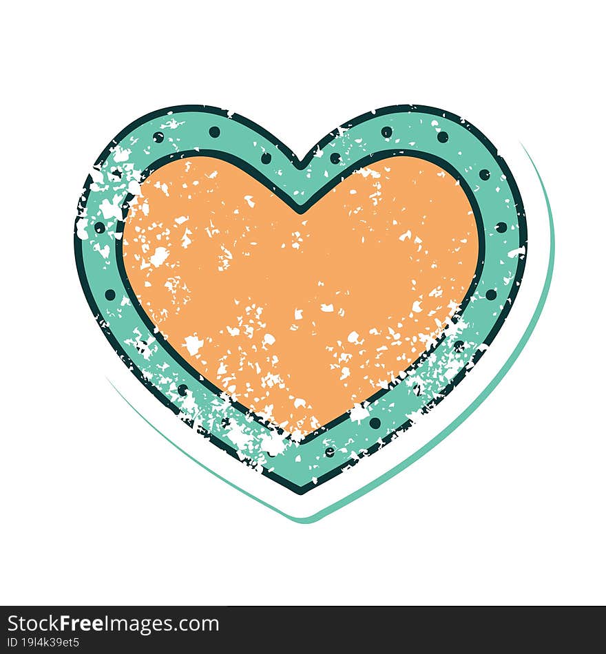 iconic distressed sticker tattoo style image of a heart. iconic distressed sticker tattoo style image of a heart