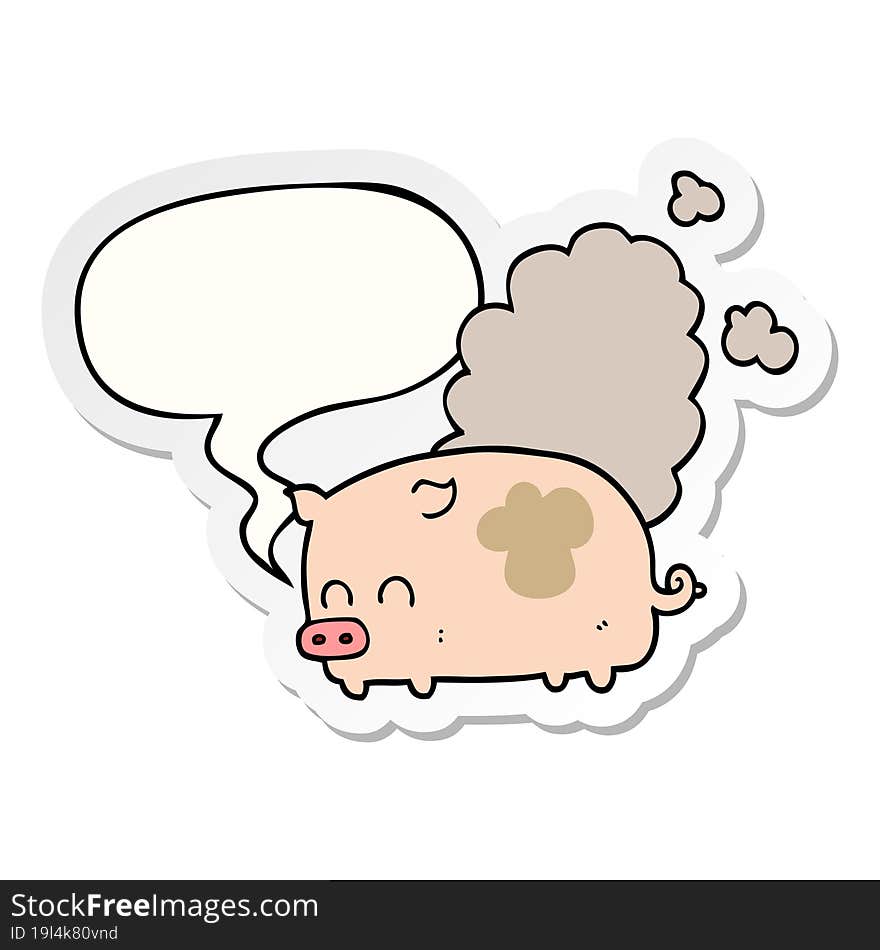 Cartoon Smelly Pig And Speech Bubble Sticker