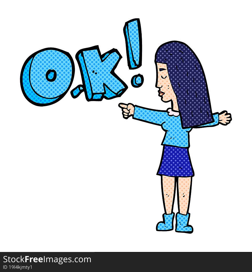 cartoon woman thinking OK