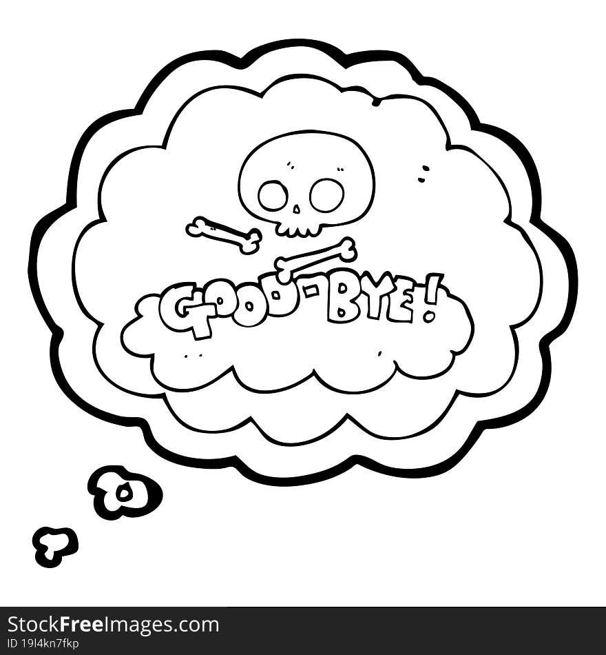 freehand drawn thought bubble cartoon good-bye symbol