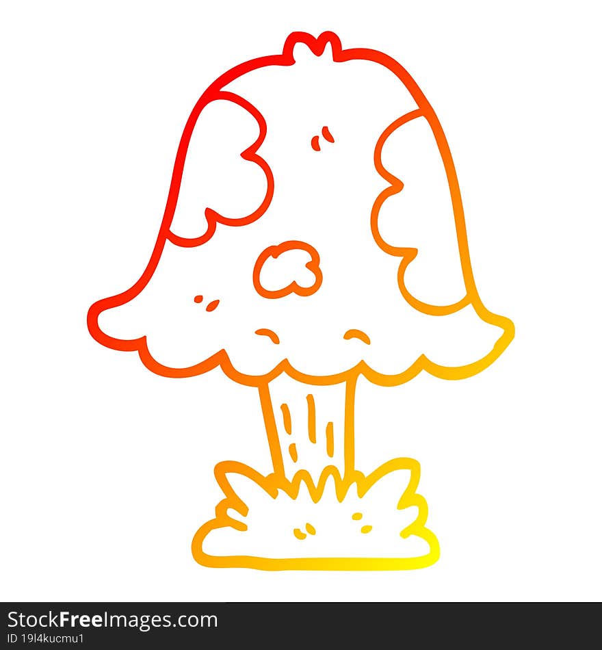 warm gradient line drawing cartoon mushroom