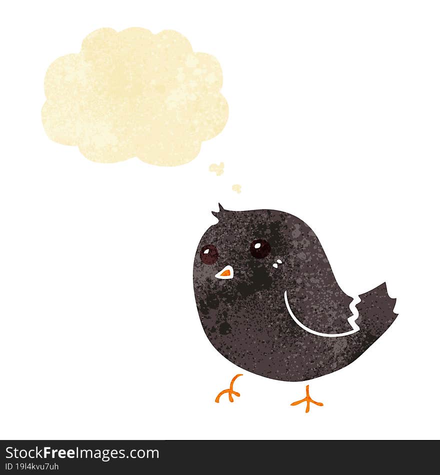 cartoon bird with thought bubble