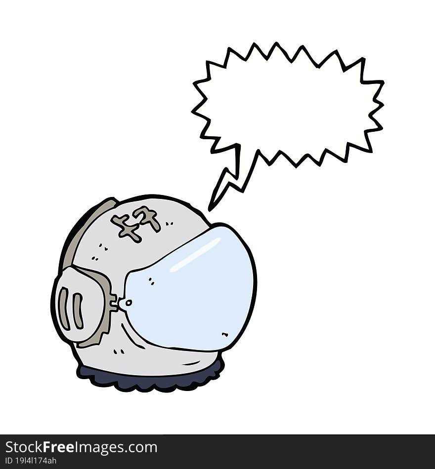 cartoon astronaut helmet with speech bubble