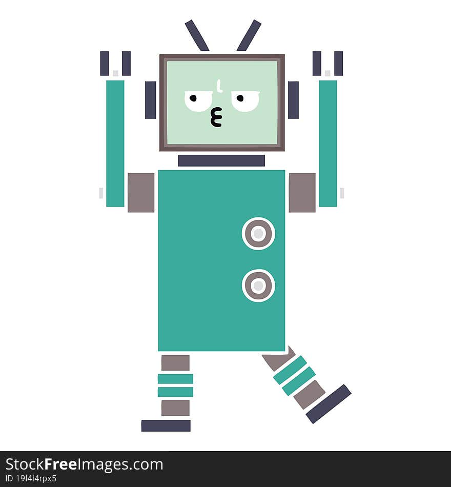 Flat Color Retro Cartoon Robot