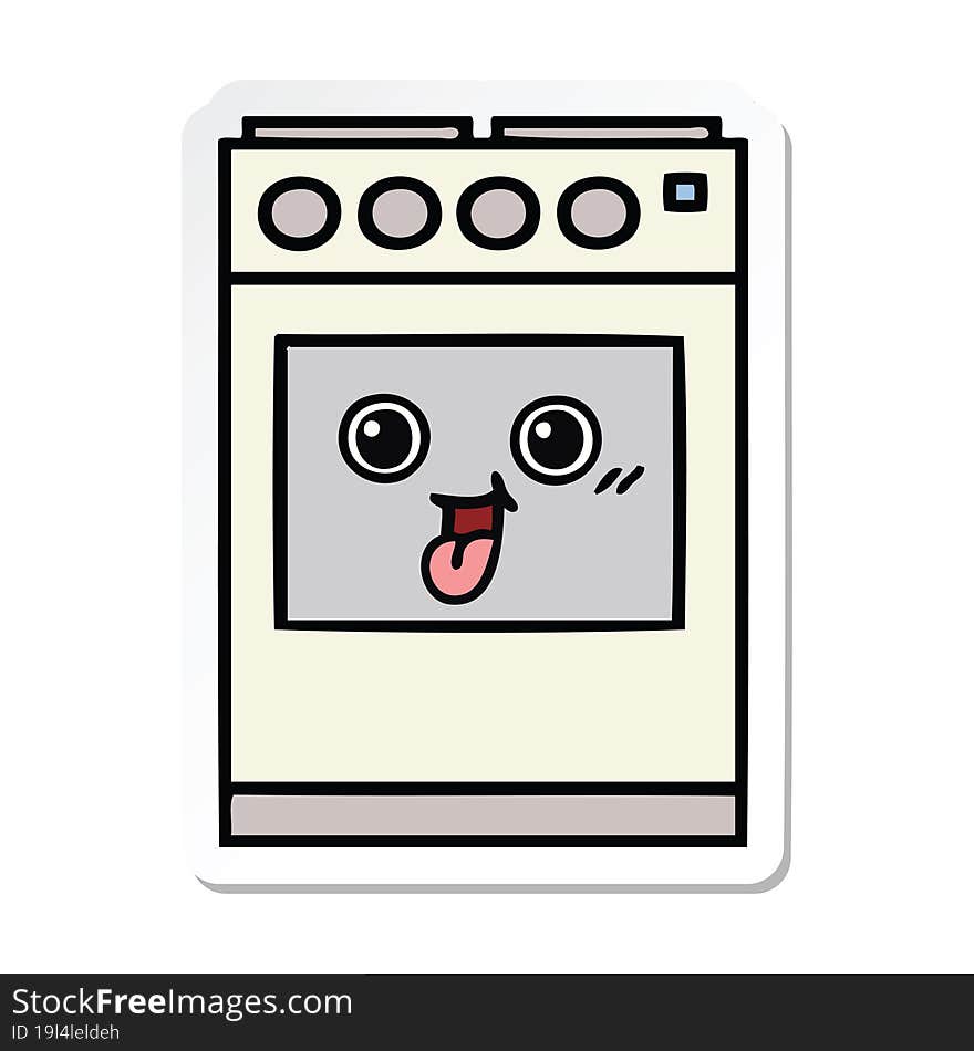 Sticker Of A Cute Cartoon Kitchen Oven