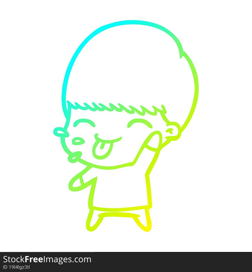 cold gradient line drawing cartoon calm boy