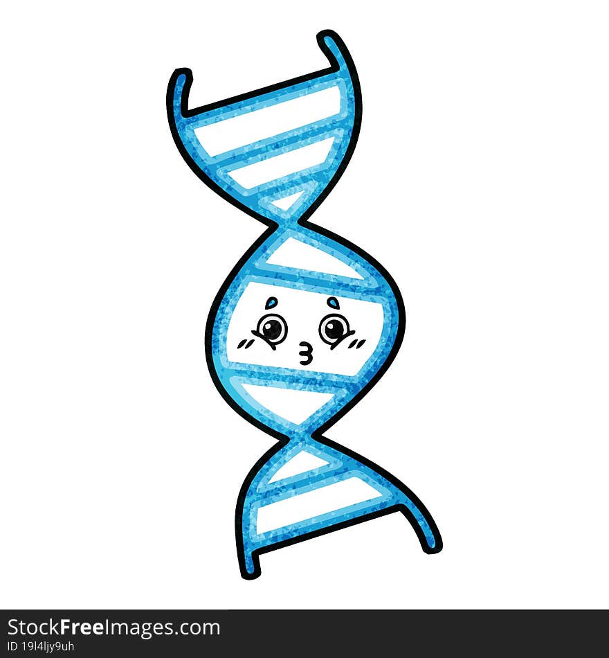 retro grunge texture cartoon DNA strand