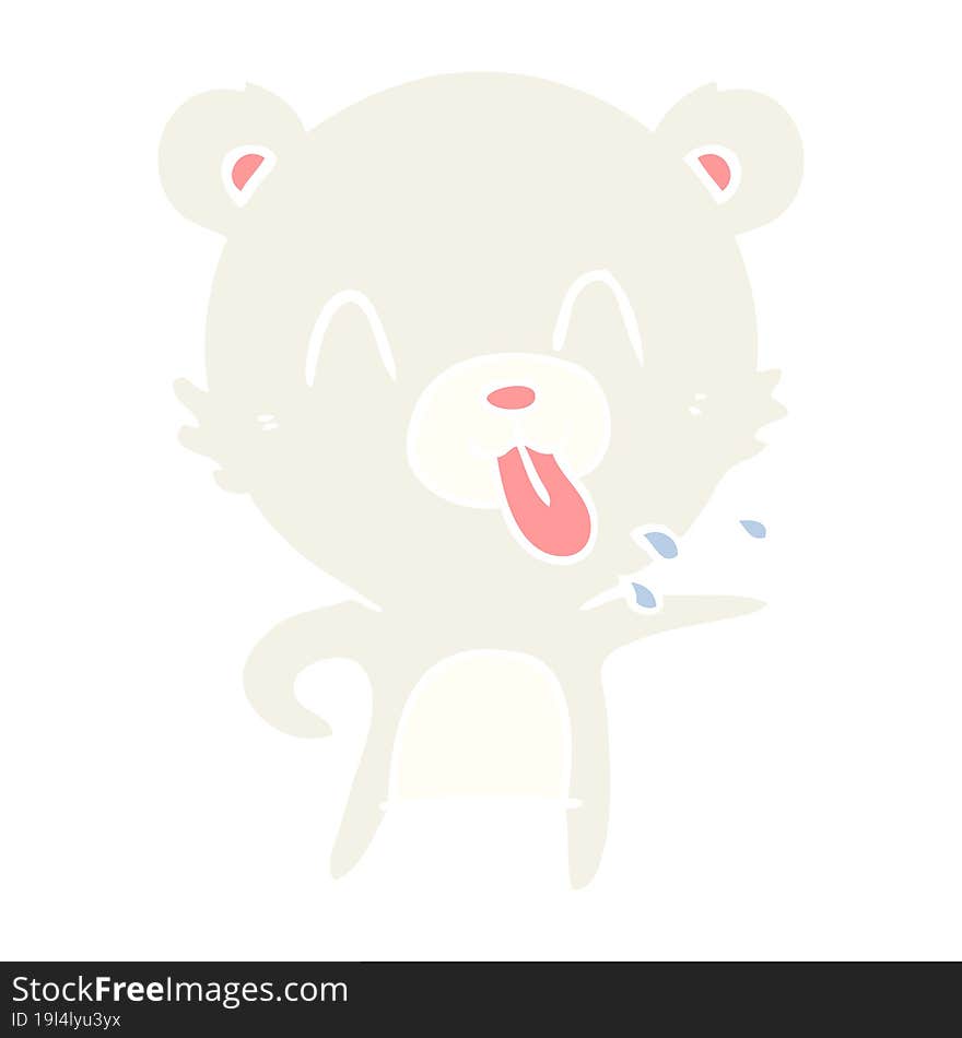 Rude Flat Color Style Cartoon Polar Bear Sticking Out Tongue