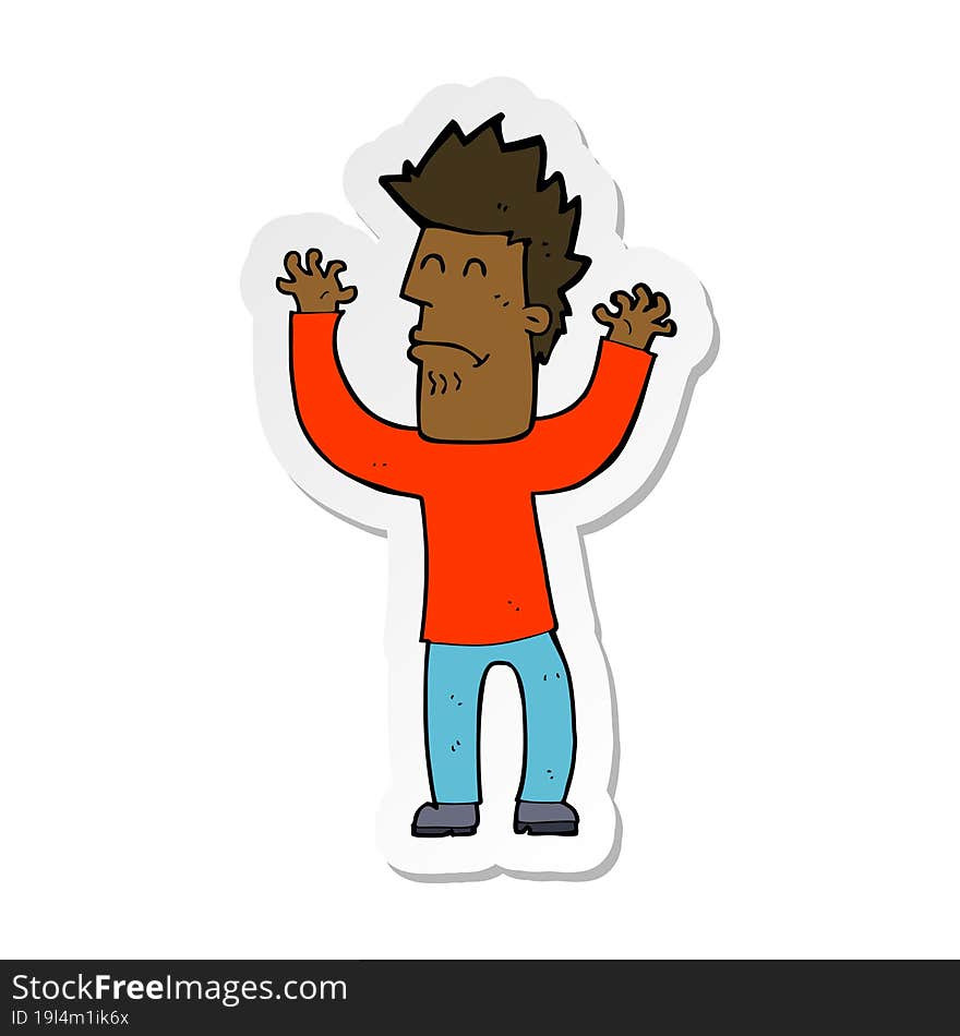 sticker of a cartoon stressed man