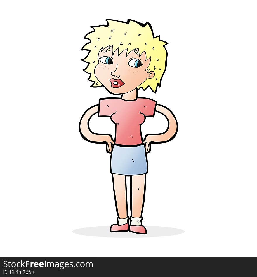 Cartoon Woman With Hands On Hips