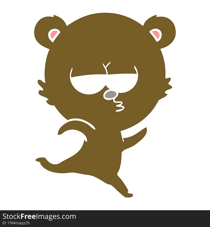 running bear flat color style cartoon