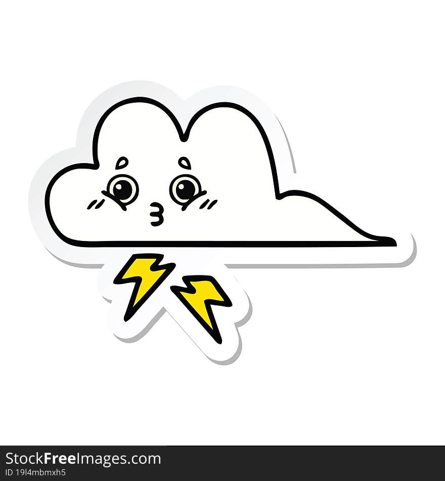 sticker of a cute cartoon storm cloud