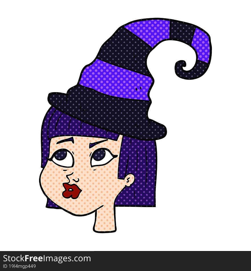 freehand drawn cartoon witch